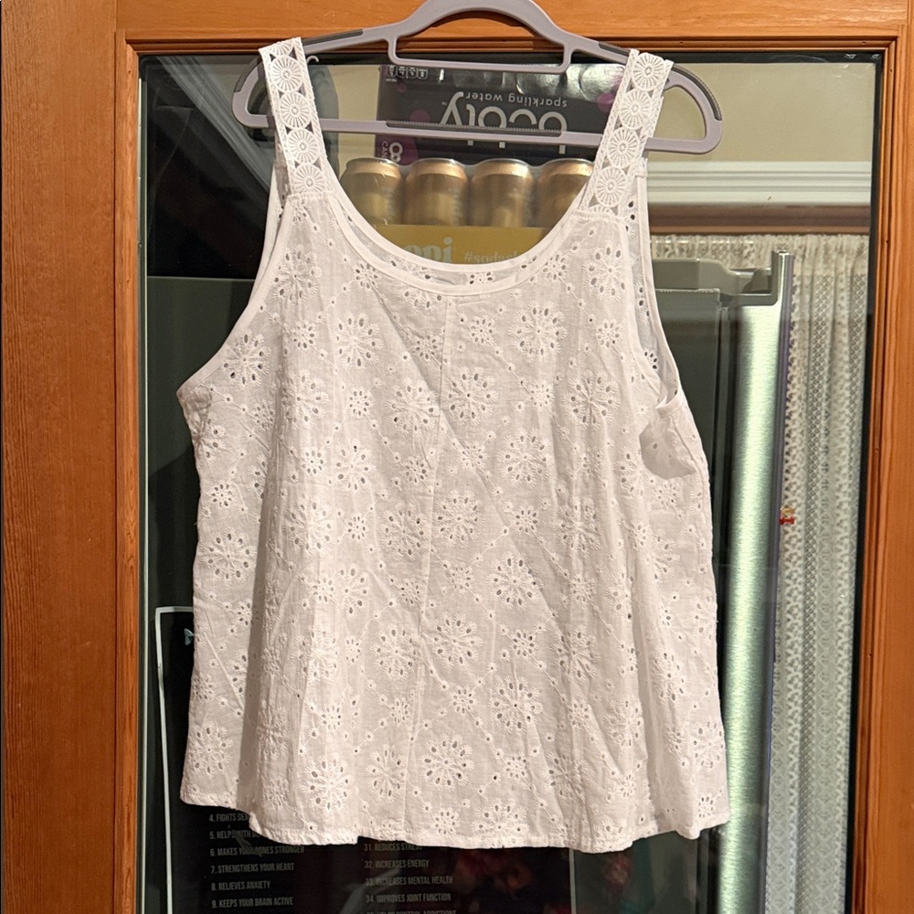 White Eyelet Lace Women's Top